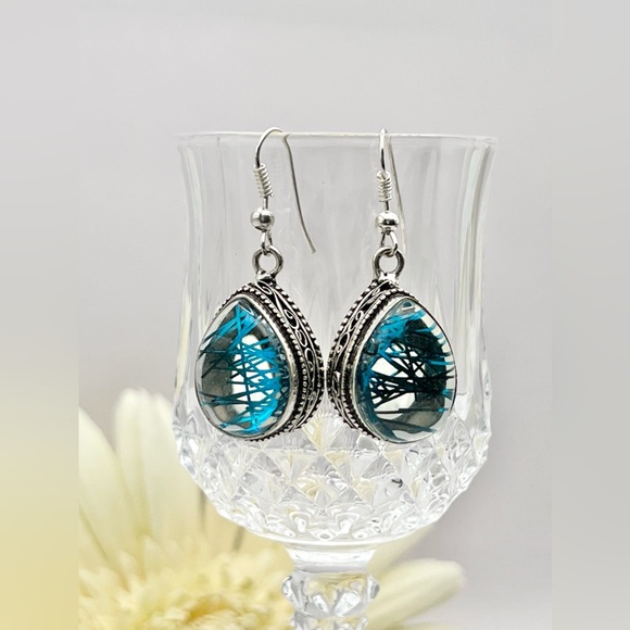 BLUE RUTILE EARRINGS - Picture 4 of 12